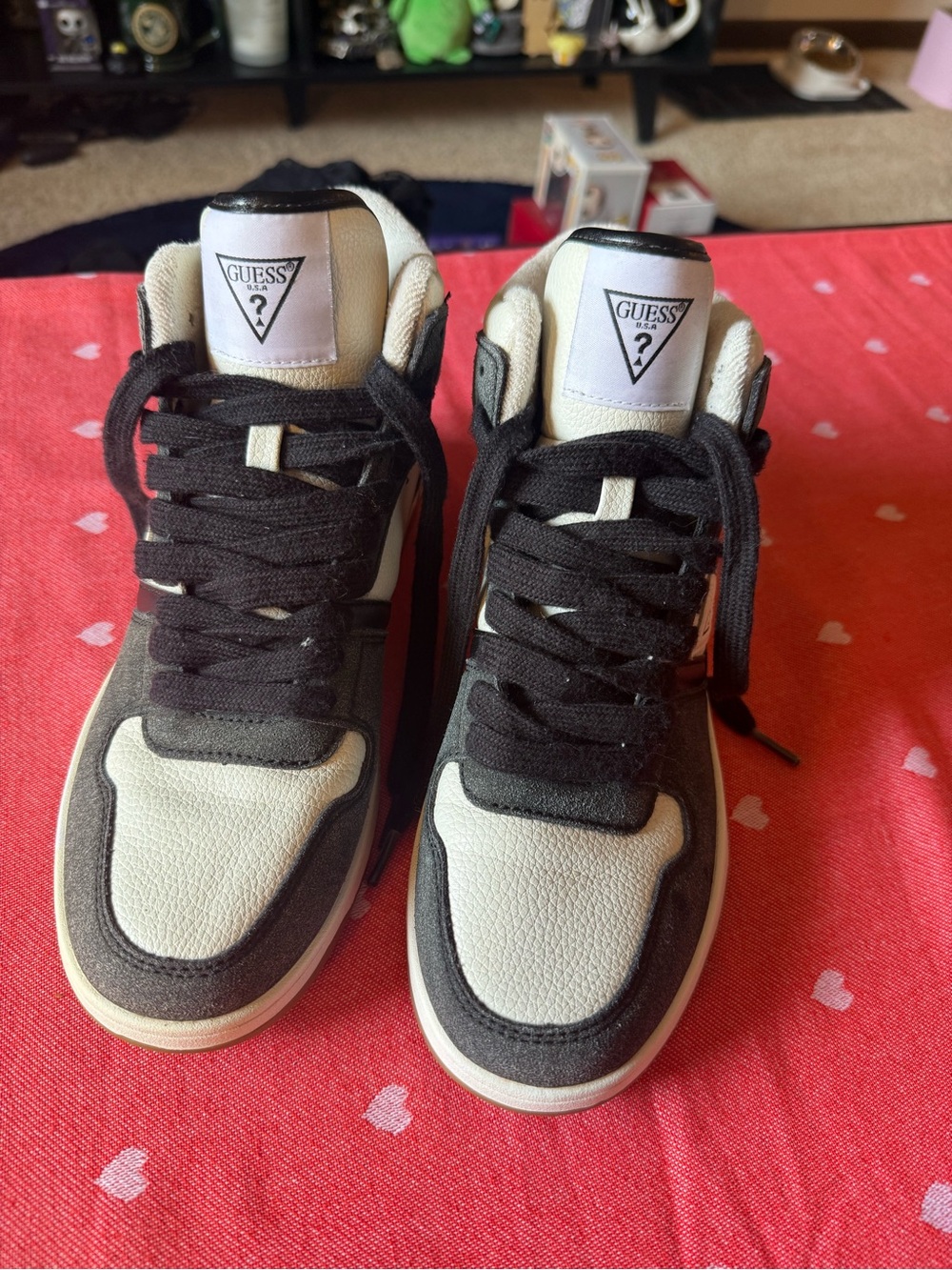 GUESS Men's Black and White High-Top Sneakers